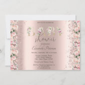 バラグリッター紙吹雪バラ金ゴールドベビーシャワー 招待状 (正面)