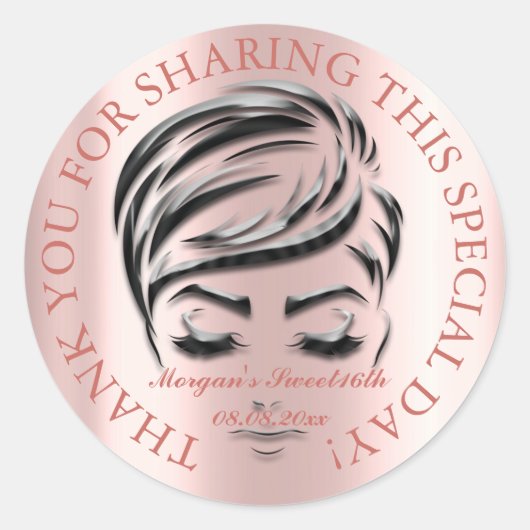 バラグリッター足スウィート16thお気に入りサンキューグラム ラウンドシール (正面)