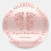 バラグリッター足ベビーシャワー好意ありがとうGlam ラウンドシール (正面)