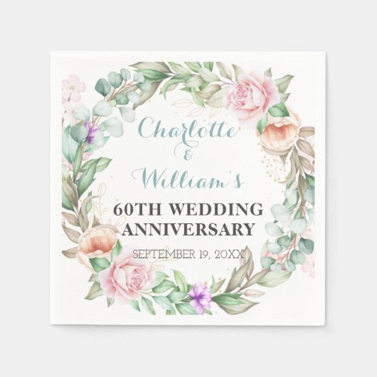 バラグリーンリー60th結婚ダイヤモンド記念日 スタンダードカクテルナプキン (正面)