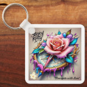 「バラコンパス：愛と至福の象徴」 キーホルダー (正面)