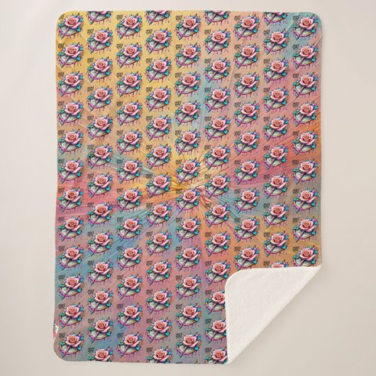 「バラコンパス:愛と至福の象徴」 シェルパブランケット (正面)