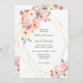 バラコーナー幾何結婚学フレーム 招待状 (正面/裏面)