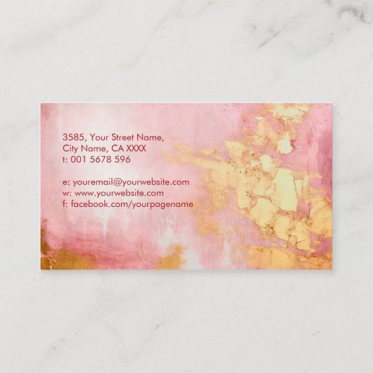 バラコーラルウォーターの色と金ゴールド抽象芸術 名刺 (裏面)