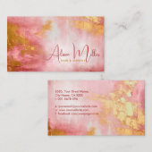 バラコーラルウォーターの色と金ゴールド抽象芸術 名刺 (正面/裏面)