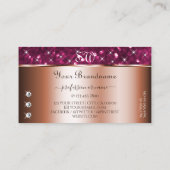 バラゴールデンピンクグリッタースパークルダイヤモンドイニシャル 名刺 (裏面)