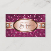 バラゴールデンピンクグリッタースパークルダイヤモンドイニシャル 名刺 (正面)