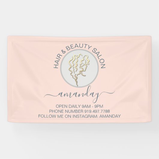 バラゴールデンロゴヘアドレッサー美しいサロンスタジオ 横断幕 (横)