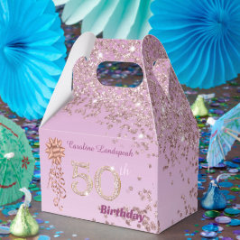 バラゴールドのきらめくリボン 50歳の誕生日 フェイバーボックス