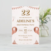 バラゴールドのイラスト 22歳の誕生日パーティーの招待状 招待状 (スタンド正面)