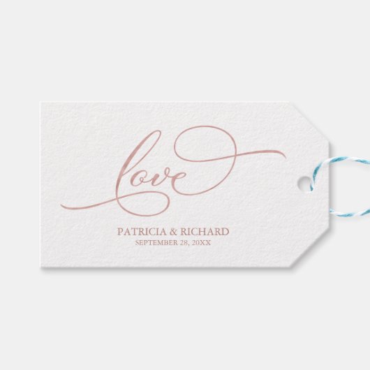 バラゴールドのエレガントな結婚式の引出物タグ ギフトタグ (正面(横))