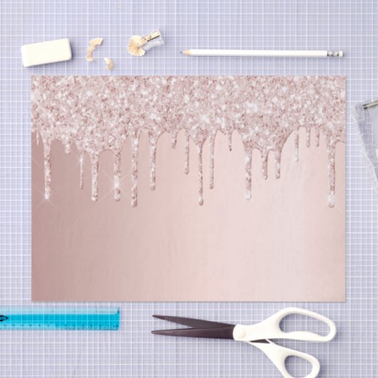 バラゴールドのグリッターがピンクの女の子らしい輝きを滴らせる 薄葉紙 (クラフト)