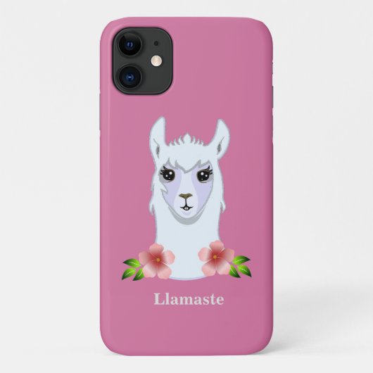 バラゴールドのラマと花 Case-Mate iPhoneケース (裏面)