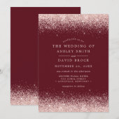 バラゴールドの紙吹雪バーガンディー 結婚式の招待状 招待状 (正面/裏面)