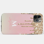 バラゴールドの輝きとピンクのグラデーションがかかったモノグラム Case-Mate iPhoneケース (裏面(横))