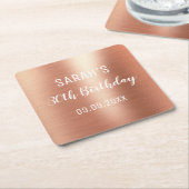 バラゴールドエレガントフォイル30歳の誕生日 スクエアペーパーコースター (アングル)