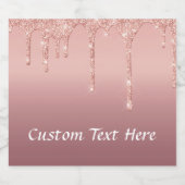 バラゴールドグリッターカスタム文字きらめくワインラベル スパークリングワインラベル (シングルラベル)