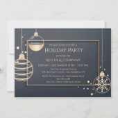 バラゴールドグレー企業のクリスマスパーティー 招待状 (正面)