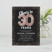 バラゴールドバルーン 30歳の誕生日招待状 招待状 (スタンド正面)