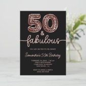 バラゴールドヒョウ柄風船の50歳とFabulous 招待状 (スタンド正面)