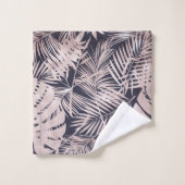 バラゴールドピンクダークトロピカルパームツリーリーブス バスタオルセット (ウォッシュタオル)