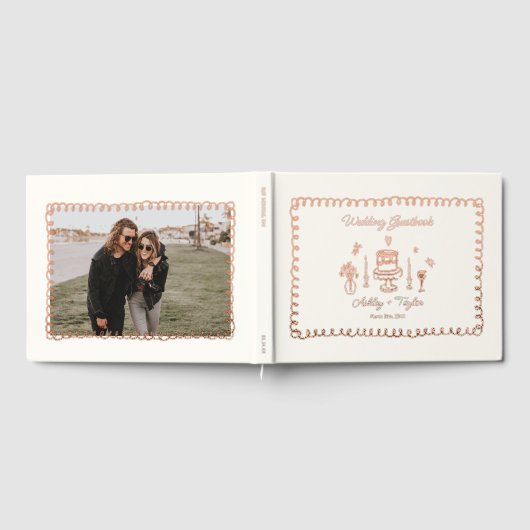 バラゴールドフォイルお洒落おもしろい結婚ズ ゲストブック (全面)