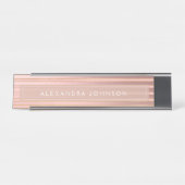 バラゴールドフォイルとバーガンディと金ゴールドストライプ デスクネームプレート (正面)