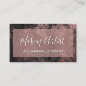 バラゴールドフォイルとブラックトレンディーメイクアップアーティスト 名刺 (正面)