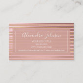 バラゴールドフォイルとブルゴーニュストライプのメイクアップアーティスト 名刺 (裏面)