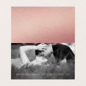 バラゴールドフォイルのスクリプト写真を保存する日付カード 名刺 (内部フラット)