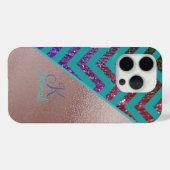 バラゴールドフォイルの輝きChevron TealTurquoise名 Case-Mate iPhoneケース (裏面 (横))