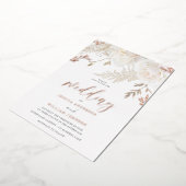 バラゴールドフォイルアイボリーホワイトフローラ結婚ズ 箔招待状 (回転した状態)