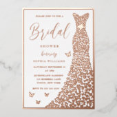 バラゴールドフォイルガウンエレガントブライダルシャワー 箔招待状 (正面)