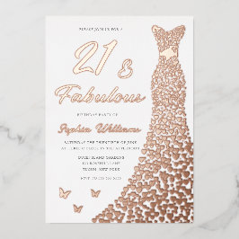 バラゴールドフォイルガウン21歳パーティー 箔招待状