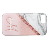 バラゴールドフォイルガーリーグリッターグレーマーブルモノグラム Case-Mate iPhoneケース (裏面(横))