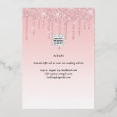 バラゴールドフォイルガーリーユニコーン誕生日(ANY)ピンクF 箔招待状 (裏面)