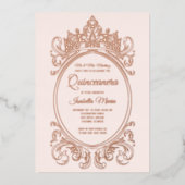 バラゴールドフォイルキンセアニラ招待状クラウンピンク 箔シーズンカード (正面)