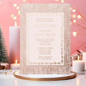 バラゴールドフォイルキンセアニラ招待状フローラピンク 箔シーズンカード