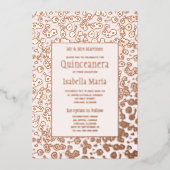 バラゴールドフォイルキンセアニラ招待状フローラ 箔シーズンカード (正面)