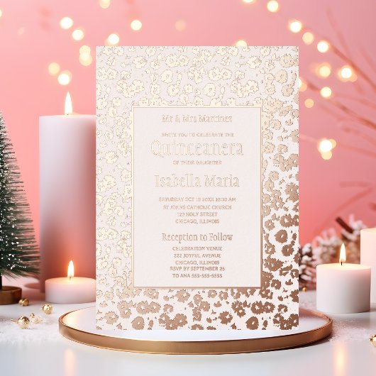 バラゴールドフォイルキンセアニラ招待状フローラ 箔シーズンカード