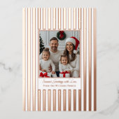 バラゴールドフォイルクリスマスカードテンプレートフォトホワイト 箔シーズンカード (正面)