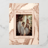 バラゴールドフォイルクリスマスカードテンプレートホリデー 箔シーズンカード (正面)