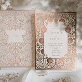 バラゴールドフォイルクリームアールヌーボー結婚ズ 箔招待状