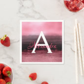 バラゴールドフォイルグラデーションモノグラム誕生日 スタンダードカクテルナプキン (インサイチュ)