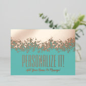 バラゴールドフォイルグリジーカード付き縁どティール(緑がかった色) 箔シーズンカード (立ち正面)