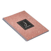 バラゴールドフォイルグリッタースパークルモノグラムノート ノートブック (右側)