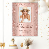 バラゴールドフォイルグリッター18誕生日フォトウェルカム ポスター