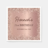 バラゴールドフォイルグリッター21歳の誕生日の名前 スタンダードカクテルナプキン (正面)