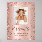 バラゴールドフォイルグリッター21st誕生日フォトウェルカム ポスター (正面)
