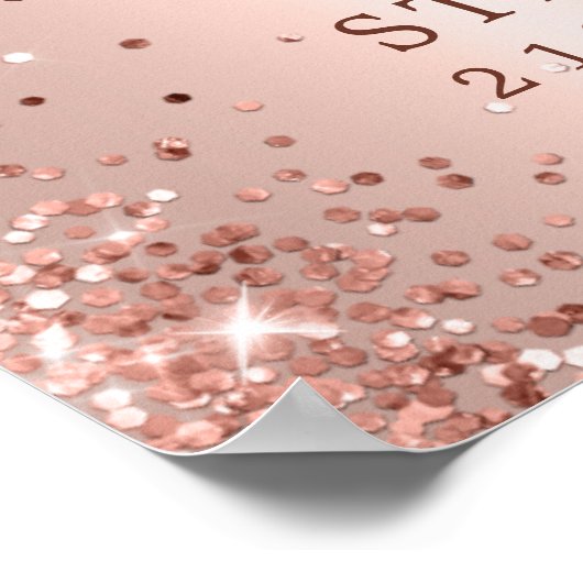 バラゴールドフォイルグリッター21st誕生日フォトウェルカム ポスター (角)